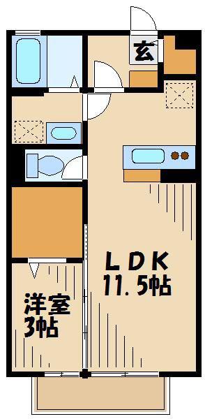 セジュール多摩境(1LDK/2階)の間取り写真