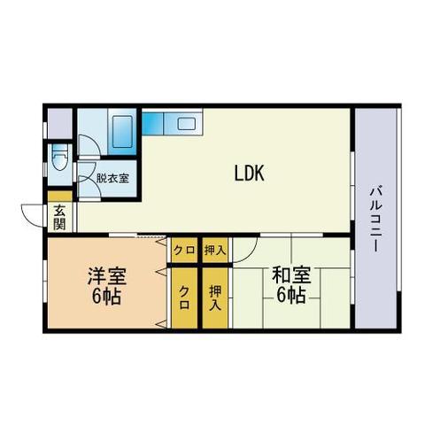 諸岡ビル(2LDK/1階)の間取り写真