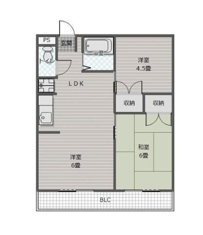 レジデンス光和N104棟(2LDK/1階)の間取り写真