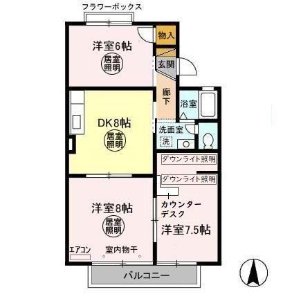 ファミールタヤマB(3DK/1階)の間取り写真