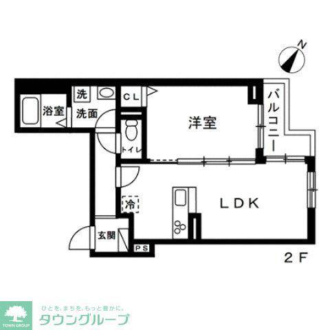 蕨市錦町4丁目 共同 南棟(1LDK/2階)の間取り写真
