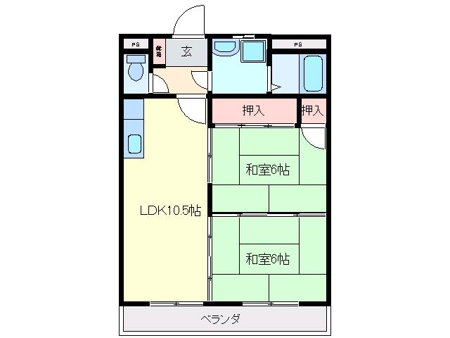 スズカハイム(2LDK/1階)の間取り写真