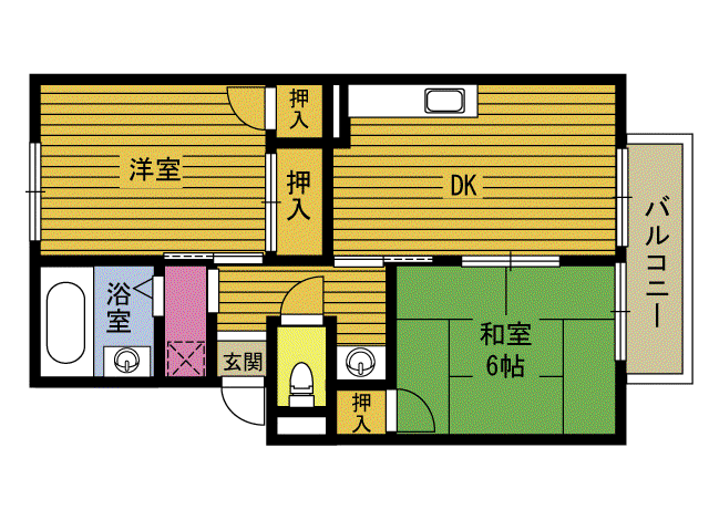 プレジール南石垣(2DK/2階)の間取り写真