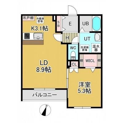 オリエンス(1LDK/3階)の間取り写真