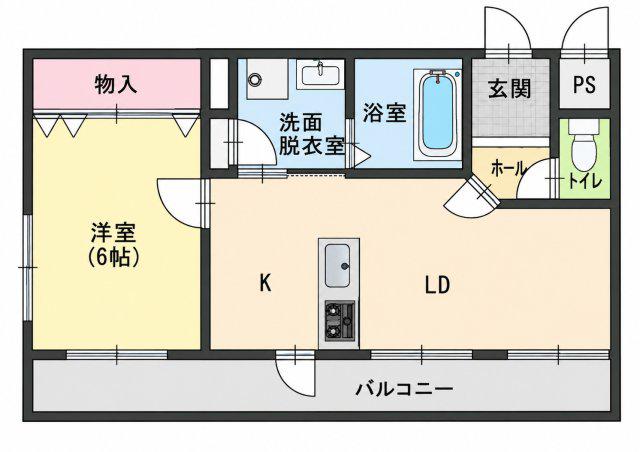 エクレール大畑(1LDK/4階)の間取り写真
