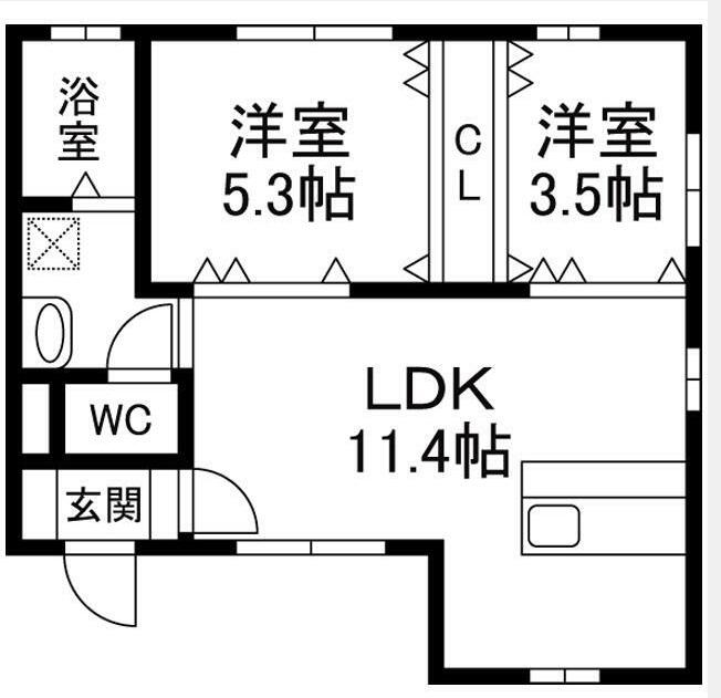 パレステージ光ヶ丘(1LDK/2階)の間取り写真