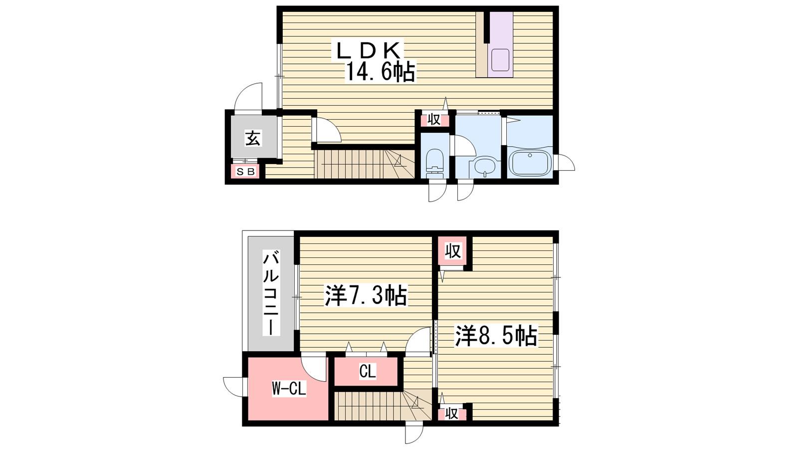 シャーメゾン阿成(2LDK/1階)の間取り写真
