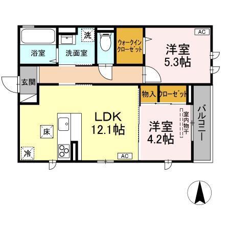 アコリエンテ(2LDK/1階)の間取り写真