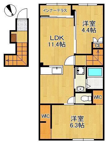 YENN(2LDK/2階)の間取り写真