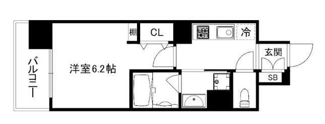 アスヴェル京都四条西院(1K/2階)の間取り写真
