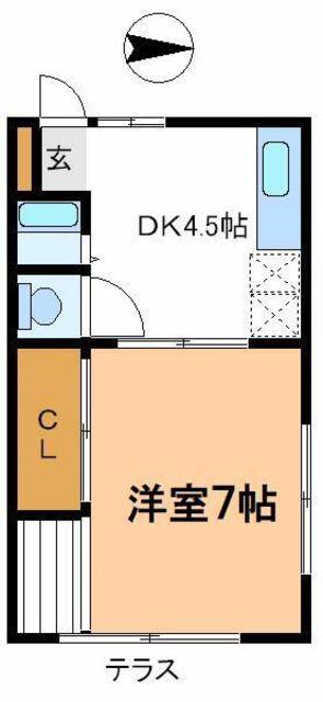 コーポくさなぎ(1DK/1階)の間取り写真