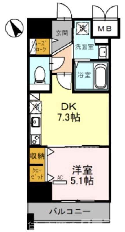 アウル三国ヶ丘(1LDK/7階)の間取り写真