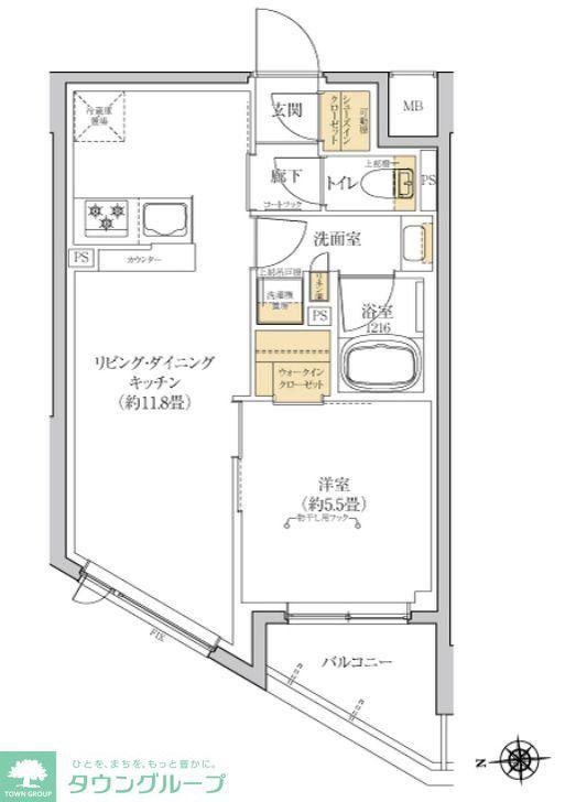 グレーシアフィット羽沢横浜国大(1LDK/4階)の間取り写真