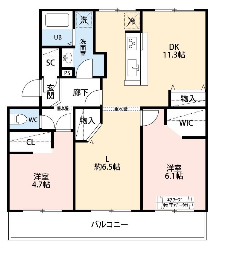 天野ハイツ(2LDK/1階)の間取り写真