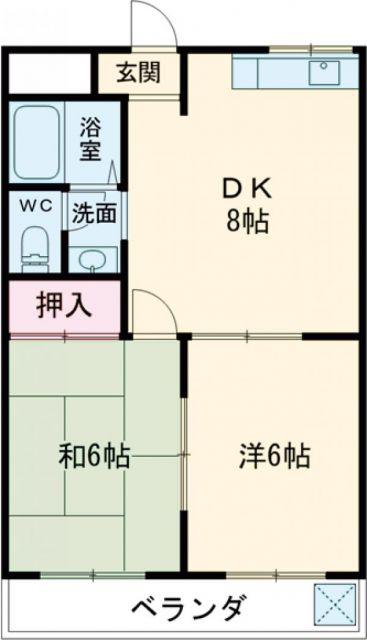 ビーハイブOKAMOTO(2DK/1階)の間取り写真