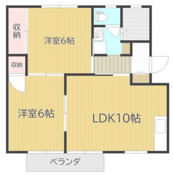 ニューファミール山崎 A(2LDK/2階)の間取り写真