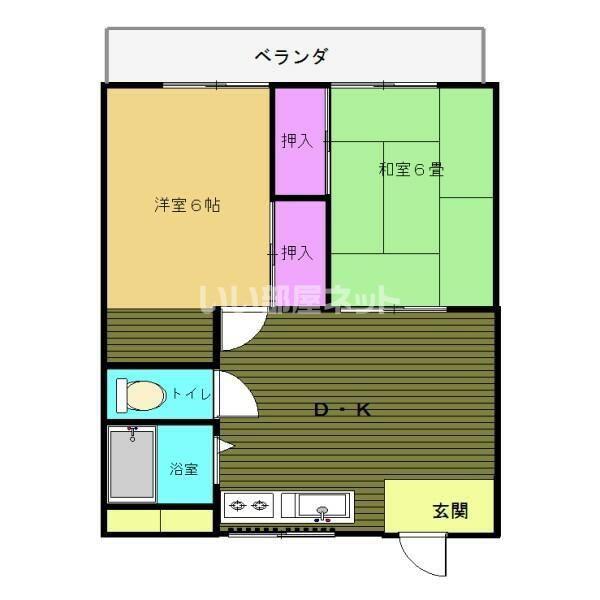ハイム幸手(2DK/2階)の間取り写真