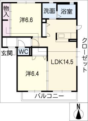 藤和ハイツIII(2LDK/1階)の間取り写真