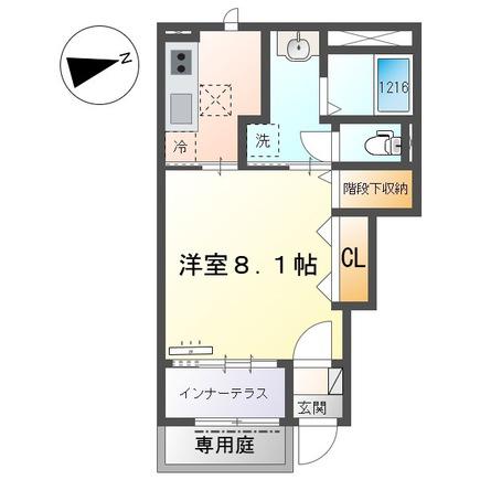 RH 柳川(1K/1階)の間取り写真