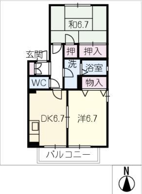 第6メゾン勝沼(2DK/2階)の間取り写真