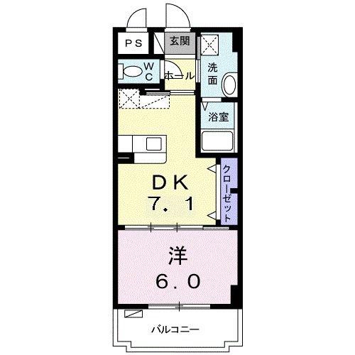 フォレスト大里(1DK/3階)の間取り写真