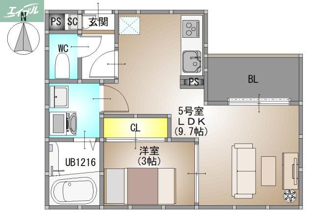 REGALEST 伊島I(1LDK/2階)の間取り写真