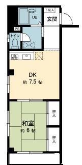 マンション茂田(1DK/2階)の間取り写真