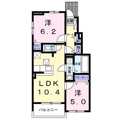 ペンタパレス(2LDK/1階)の間取り写真