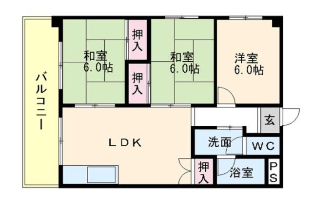 一倉ビル(3LDK/5階)の間取り写真