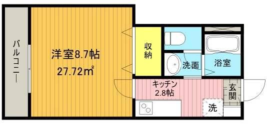 ソルクレスト(1K/1階)の間取り写真