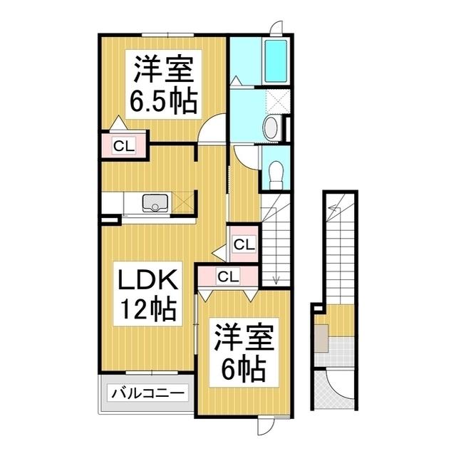 コスモパレス(2LDK/2階)の間取り写真