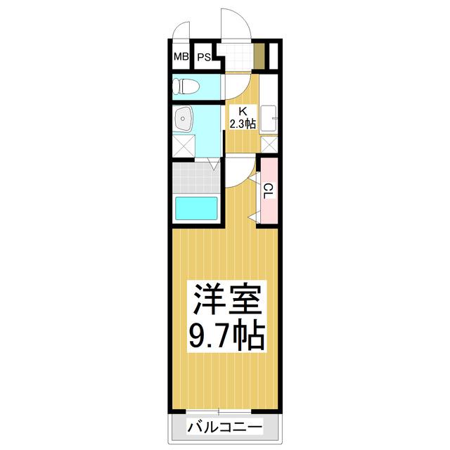 S-YARD稲葉(1K/2階)の間取り写真