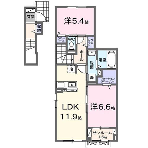 ネオ ドムス I(2LDK/2階)の間取り写真