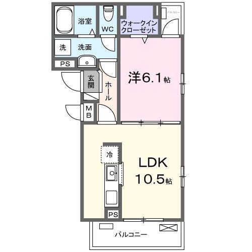 クリザンテム ピエール(1LDK/2階)の間取り写真