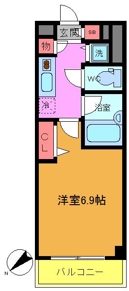 ドゥーエ浦安(1K/4階)の間取り写真