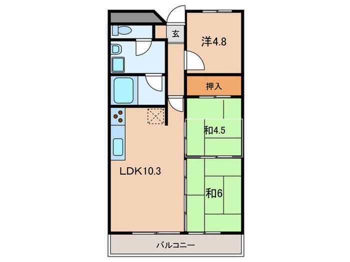 コスタデル明石(3LDK/2階)の間取り写真