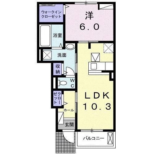グランコートV(1LDK/1階)の間取り写真