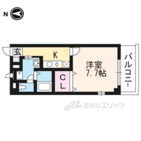 アンプルールフェールエアリーズ2(1K/1階)の間取り写真