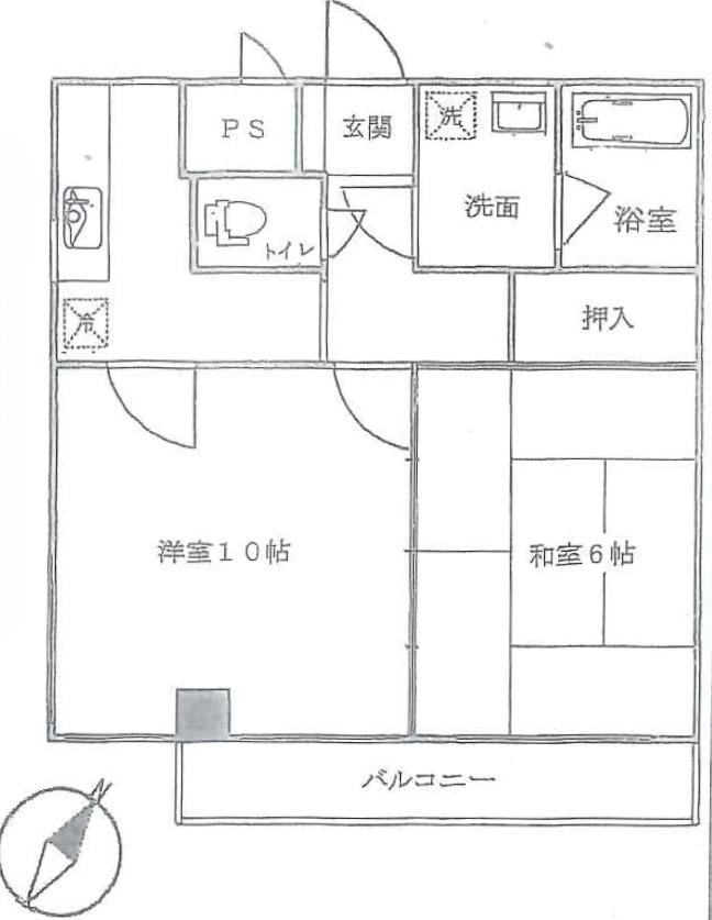 寿屋ビル(2K/4階)の間取り写真