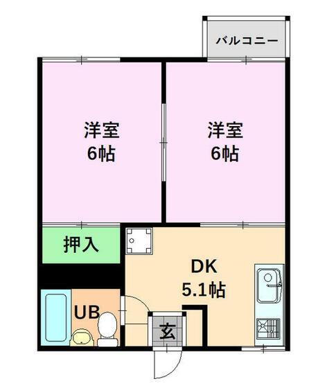 コーポ清武(2DK/2階)の間取り写真