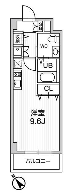 市川妙典レジデンス(1K/3階)の間取り写真