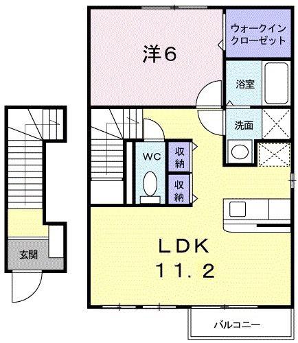 アミスタープレイスB(1LDK/2階)の間取り写真