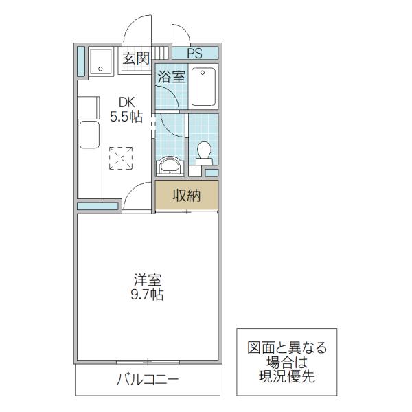 ヴィルドミール(1DK/1階)の間取り写真