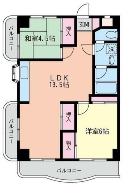エミナス星ヶ丘(2LDK/2階)の間取り写真