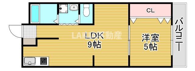 ミライハイム1(1LDK/2階)の間取り写真