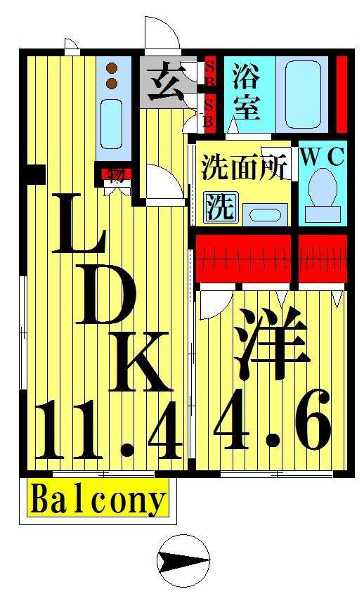 シェル・ドゥ・メゾン(1LDK/2階)の間取り写真