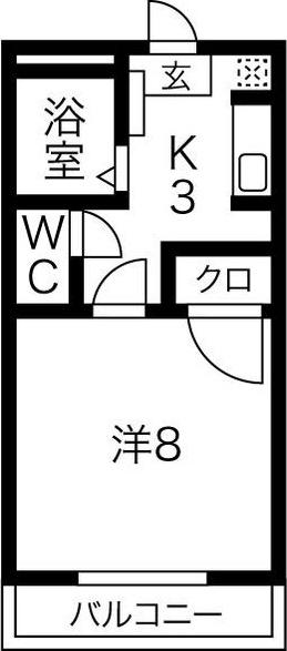 ハースヒルズ赤池III(1K/1階)の間取り写真