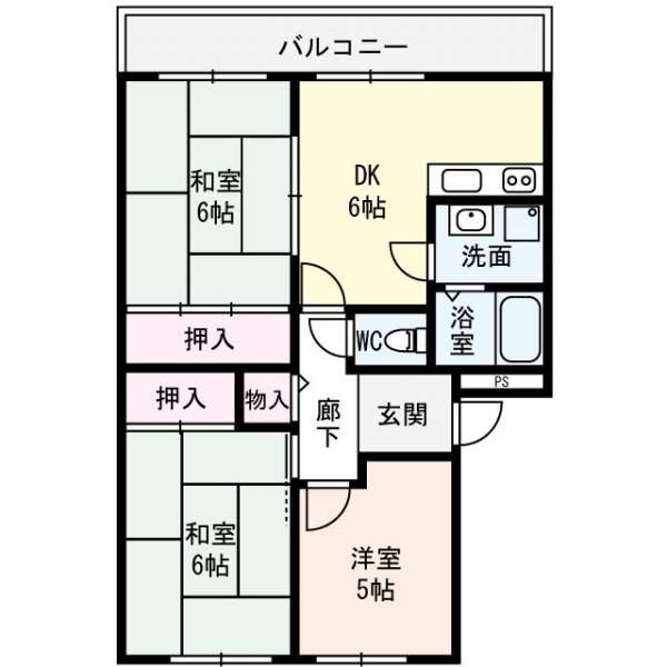 サンライズ青山(3DK/1階)の間取り写真