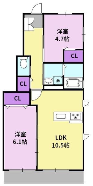 LIBERTAS II(2LDK/1階)の間取り写真