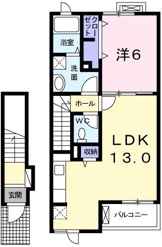 リバーサイドIII(1LDK/2階)の間取り写真